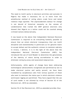Card Reader and the Electoral Act &ndash; Any Conflict? The need to instill