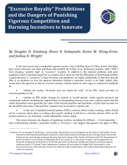 Excessive Royalty - Competition Policy International