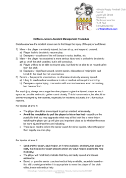 HRFC Juniors Accident Procedure