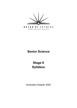 Senior Science Stage 6 Syllabus