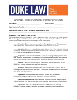 Supervisor/Extern Statement of Expectations