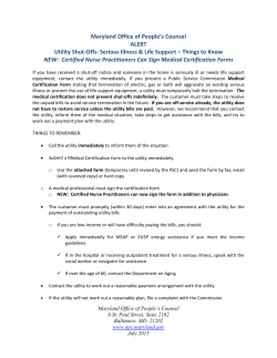 Maryland Office of People`s Counsel ALERT Utility Shut