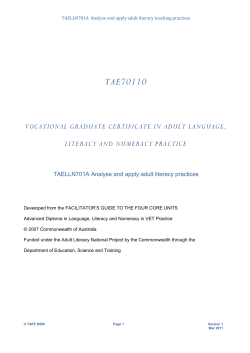 TAELLN701A Analyse and apply adult literacy teaching practices