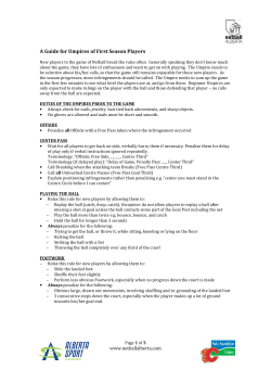 A Guide for Umpires of First Season Players