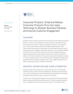 Consumer Products: Small and Midsize Consumer Products Firms