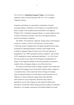1 WILLIAM CROFT, Explaining Language Change. An Evolutionary