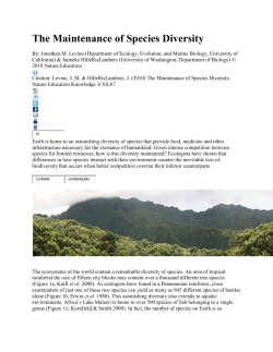 The Maintenance of Species Diversity
