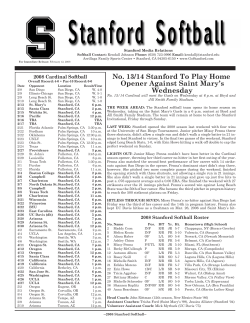 No. 13/14 Stanford To Play Home Opener Against Saint Mary`s