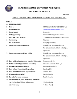 VIEW CV - Staff - Olabisi Onabanjo University