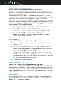 BUYER DIALOGUE (Inspired by David Knox) Use this