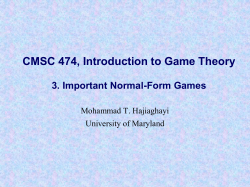 CMSC 474, Introduction to Game Theory 1. Introduction