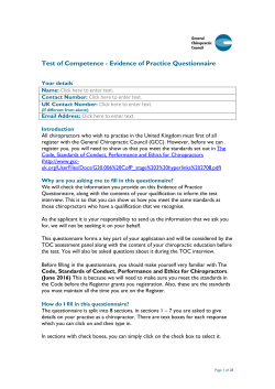 Evidence of Practice Questionnaire