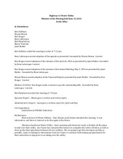 June 23, 2016 - Highway 41 Water Utility