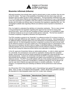Biosimilar infliximab (Inflectra) - American College of Rheumatology