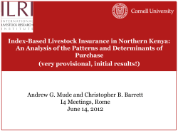 Context for IBLI Risk of livestock losses based on ALRMP