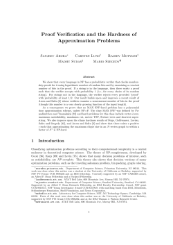 Proof Verification and the Hardness of