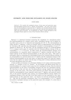 ENTROPY AND INDUCED DYNAMICS ON STATE SPACES 1