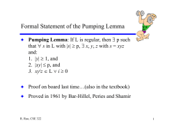 Formal Statement of the Pumping Lemma