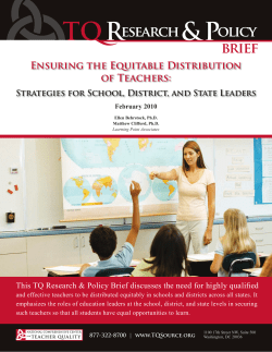 Ensuring the Equitable Distribution of Teachers: Strategies for