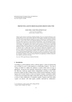 PROTECTING AGENTS FROM MALICIOUS HOSTS USING TPM 1
