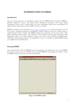 INTRODUCTION TO IDRISI