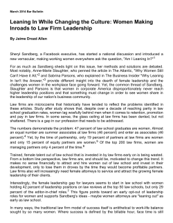Leaning In While Changing the Culture: Women Making Inroads to