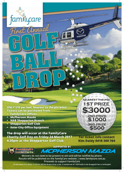 The drop will occur at the FamilyCare Charity Golf Day on Friday 24