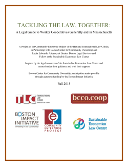 Massachusetts law refers to worker cooperatives as &ldquo;employee