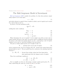 The Hall-Jorgenson Model of Investment