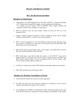 Rules and Regulations for the Agents