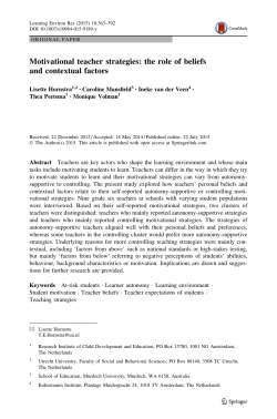 Motivational teacher strategies: the role of beliefs and contextual