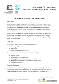 Teacher`s Guide for Incorporating Traditional Children`s Games in