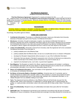 Unilateral NDA - University of Colorado Boulder