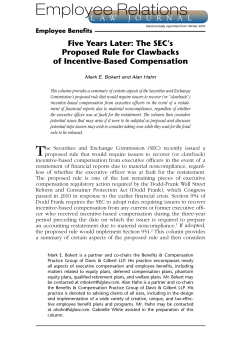 Five Years Later: The SEC`s Proposed Rule for Clawbacks of