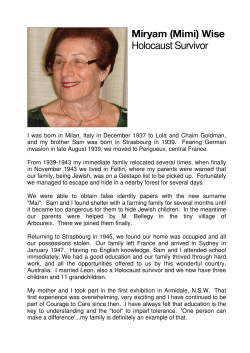 Miryam (Mimi) Wise Holocaust Survivor