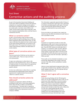 Fact Sheet - Corrective actions and the auditing process