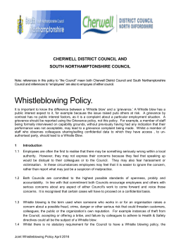 Appendix A Whistleblowing Policy April 2016 v2