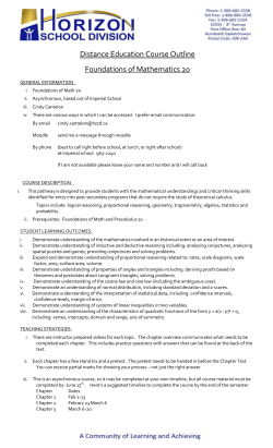 Course Outline Foundations of Math 20