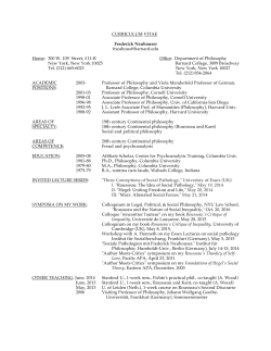 CURRICULUM VITAE Frederick Neuhouser fneuhous