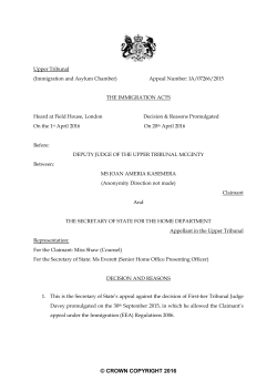 Appeal Number: IA/07266/2015 Upper Tribunal (Immigration and