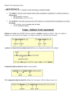 Subject Verb Agreement Notes