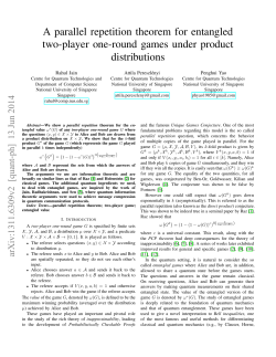 A parallel repetition theorem for entangled two-player one