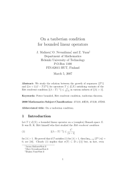 On a tauberian condition for bounded linear operators