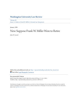 Now Suppose Frank W. Miller Were to Retire
