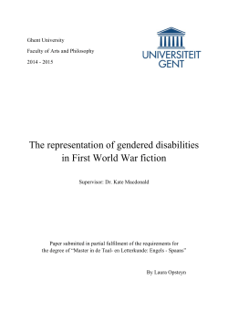 The representation of gendered disabilities in First World War fiction