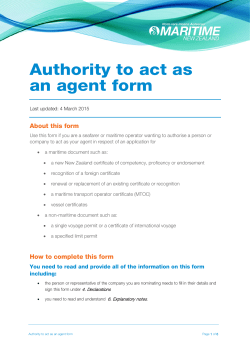 Authority to act as an agent form