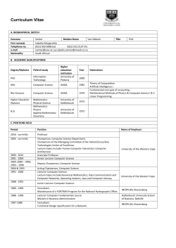 Curriculum Vitae - UWC Computer Science