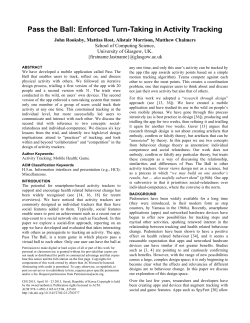 Pass the Ball: Enforced Turn-Taking in Activity Tracking