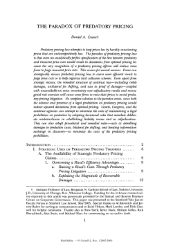 the paradox of predatory pricing