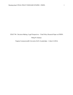 EDLP 704: Decision-Making: Legal Perspectives * Final Policy